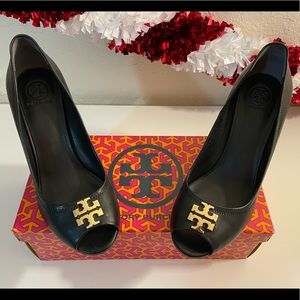 Tory Burch Jade Peep Toe Wedges